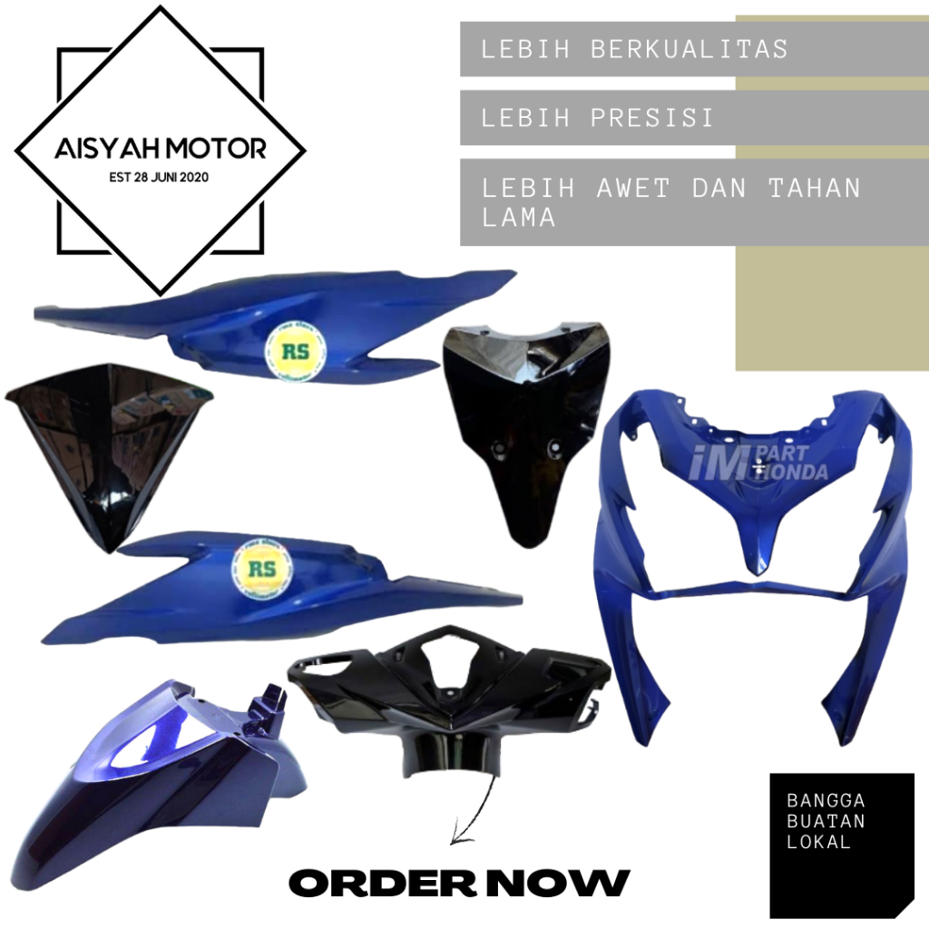 Cover Bodi Halus Honda Vario 125 FI CBS Warna Biru Tahun 2011