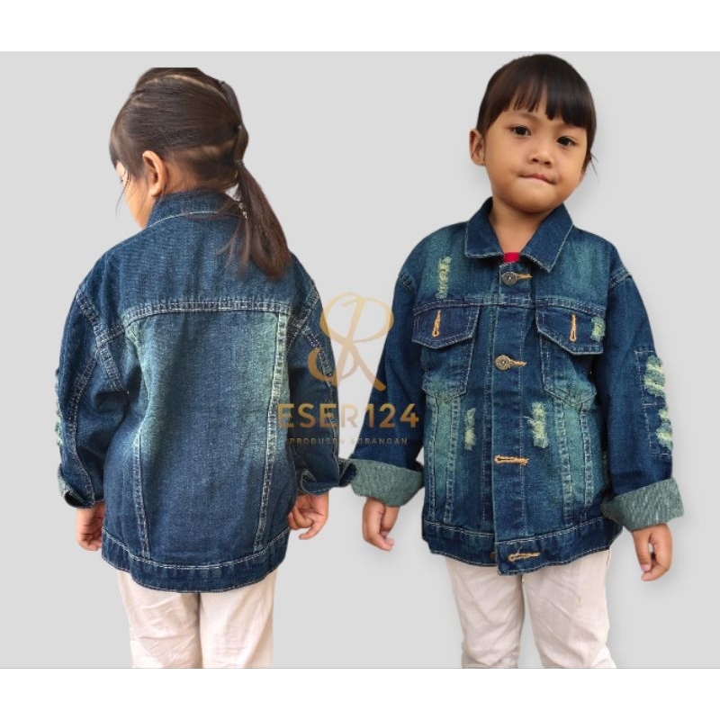 JAKET JEANS ANAK LAKI LAKI PEREMPUAN USIA 5-10 TAHUN / JAKET JEANS ANAK UNISEX BIO THINK ARMY