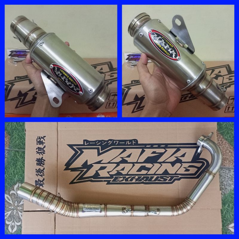 knalpot original MAFIA racing exhaust PNP satria Fu karbu model standar full set silincer tipe MP5 g