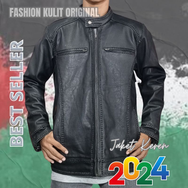 Jaket Kulit Sulam Nohara Jaket Kulit Sapi ASLI GARUT Jaket Motor Pria