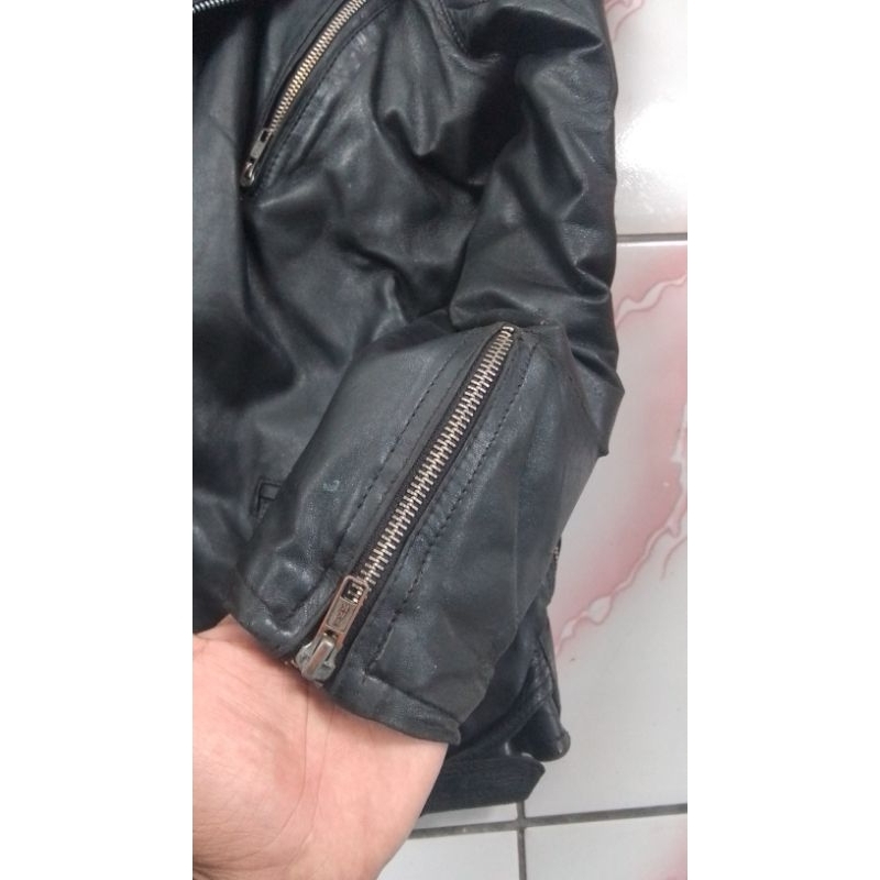 jaket kulit double kerah