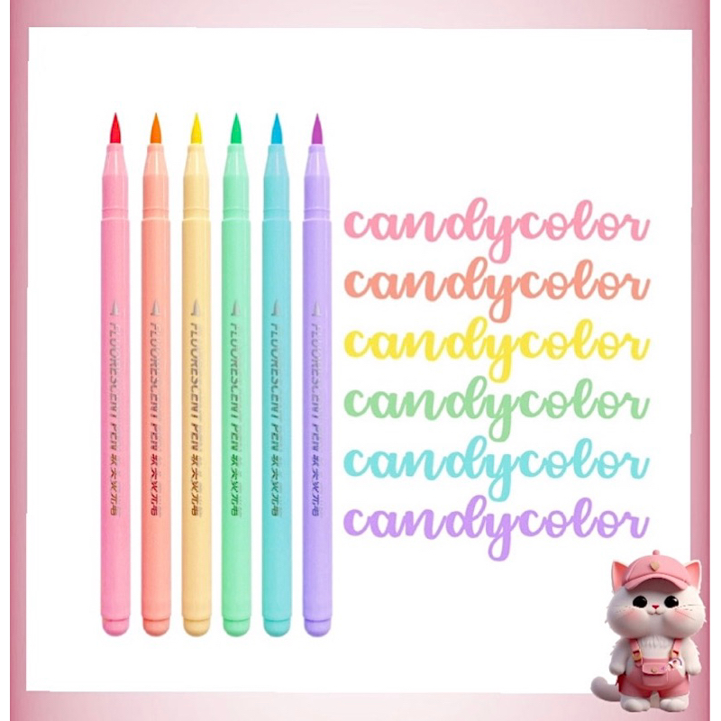 

N19 Set 6PCS Brush Pen Highlighter Pen Calligraphy Brush Lettering Aesthetic Vintage Warna Warni Brush Marker Pena Kuas Warna Pulpen Pena Kaligrafi Coloring Markers Highlighter Set / Stabilo Set
