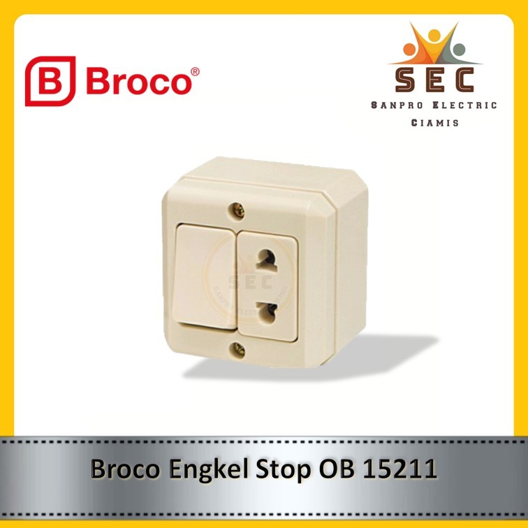 BROCO SAKLAR ENGKEL STOP KONTAK NEW GEE KOMBINASI OB OUTBOW SEGI TEMPEL 15211 CREAM ASLI ORIGINAL