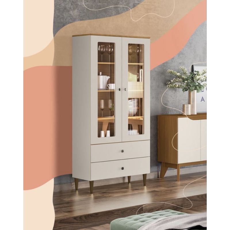 Almari kaca hias | Rak piring minimalis modern