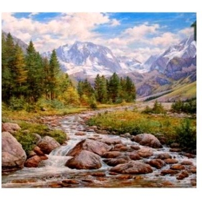 DIY Paket kristik pemandangan alam gunung danau pegunungan pohon cross stitch 14ct