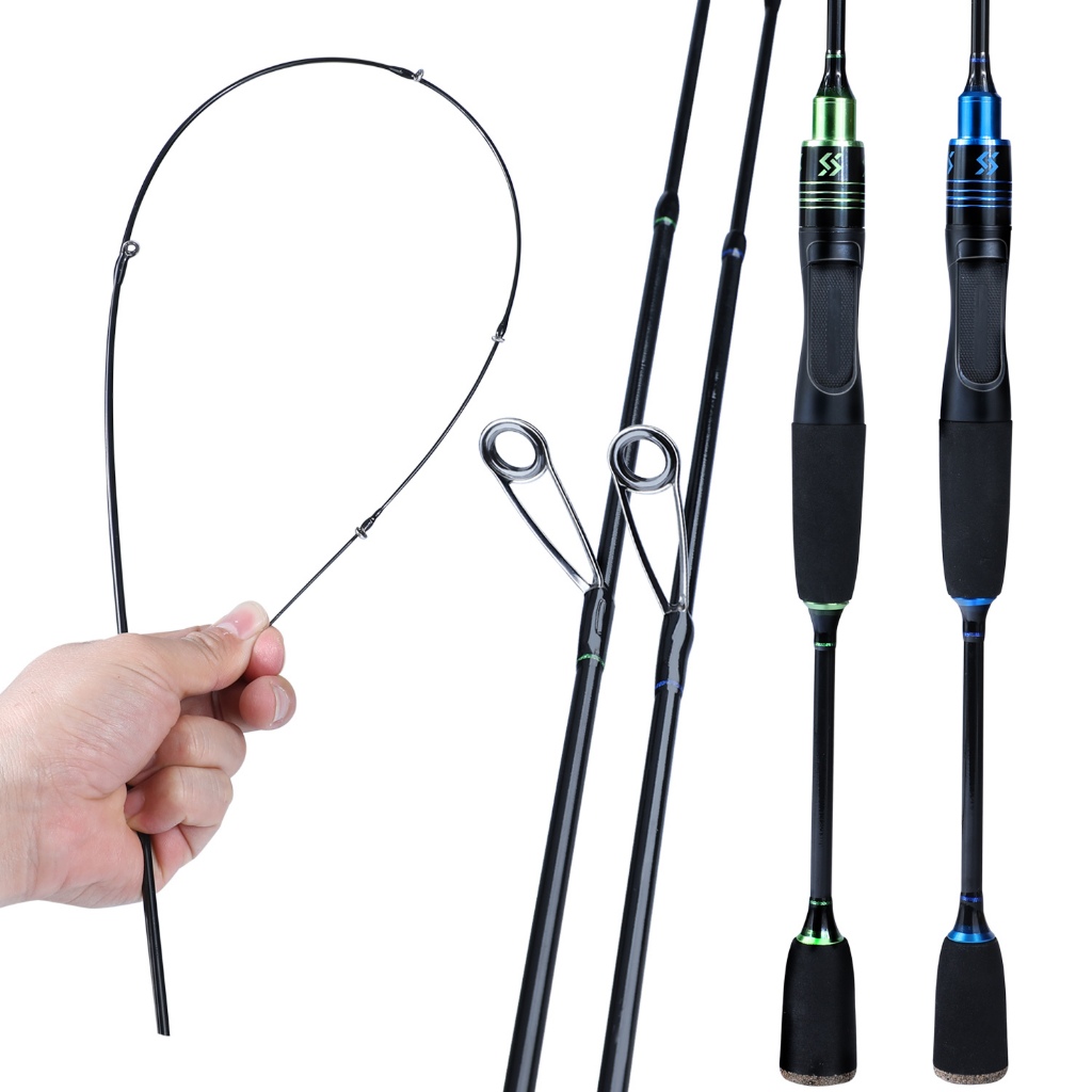 Joran Psncing UL Spinning Casting Fishing Rod 2 Sections Solid Tip Micro-Jigging Ultra Light Carbon 