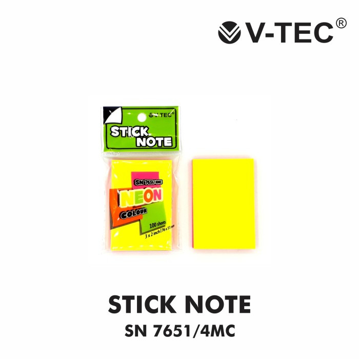 

Stick Note Neon SN 7651/4MC / Stick Note Merk V-Tec