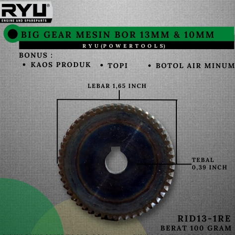 PROMO TERMURAH SPAREPART GEAR BESAR BOR RYU ORIGINAL RDR10-3RE dan RID13-1RE / BIG GEAR RDR10-3RE / 