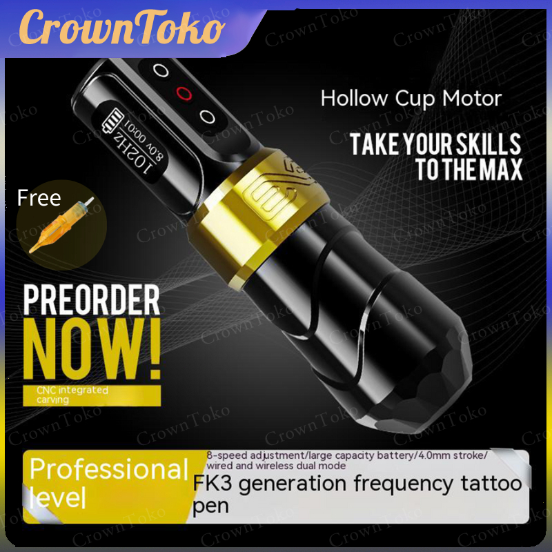 Tattoo machine FLUX MAX Profesional Mesin Tato Nirkabel Pena Rotaty Motor Tanpa Kabel yang Kuat deng