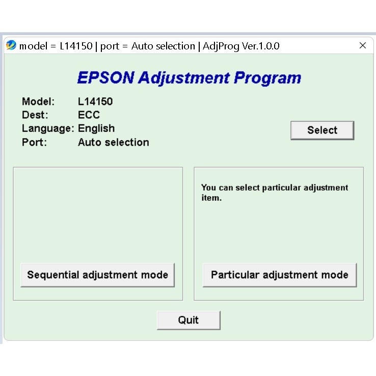 Adjustment Program Epson L14150  (BUKAN RESETTER MAINTENANCE BOX)