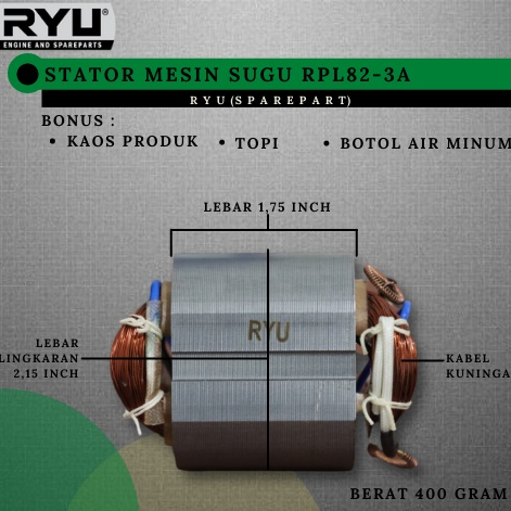 PROMO TERMURAH STATOR GULUNGAN MESIN SUGU RPL82-3A RYU ORIGINAL/ SPAREPART MESIN SUGU / STATOR SUGU 