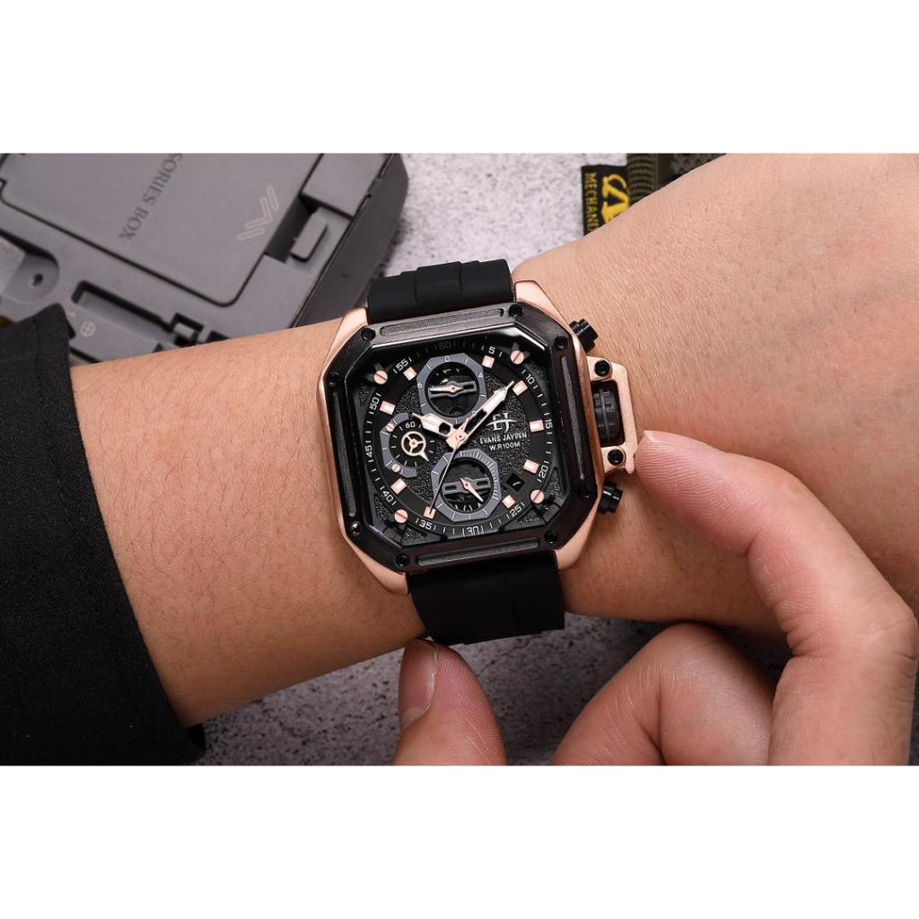 Best Seller Evans Jayden Jam Tangan Pria 9558 Rubber Silicon Original Garansi 1Thn