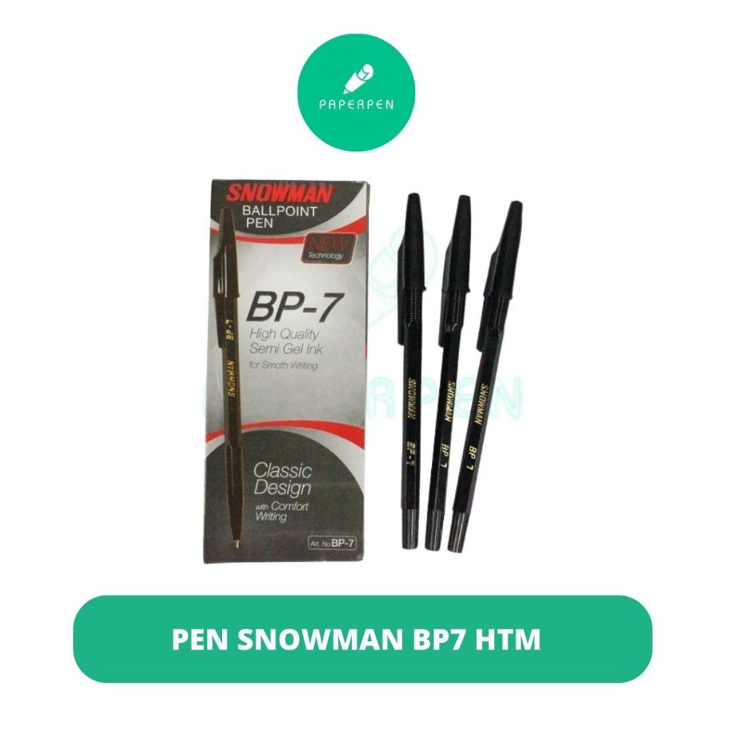 

(Lsn) Pen Snowman Bp7 Hitam/Merah/Biru Bulpoin Snowman