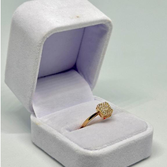 Cincin Emas Kadar 300 Permata Kotak Segiempat 6k Ring 13 1,7gram