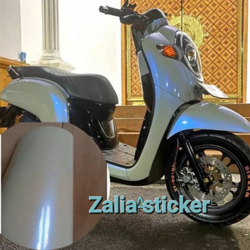 Stiker Putih Mutiara Skotlet Putih Lembayung L50cm Skotlet Bunglon Scotlet Putih Glossy