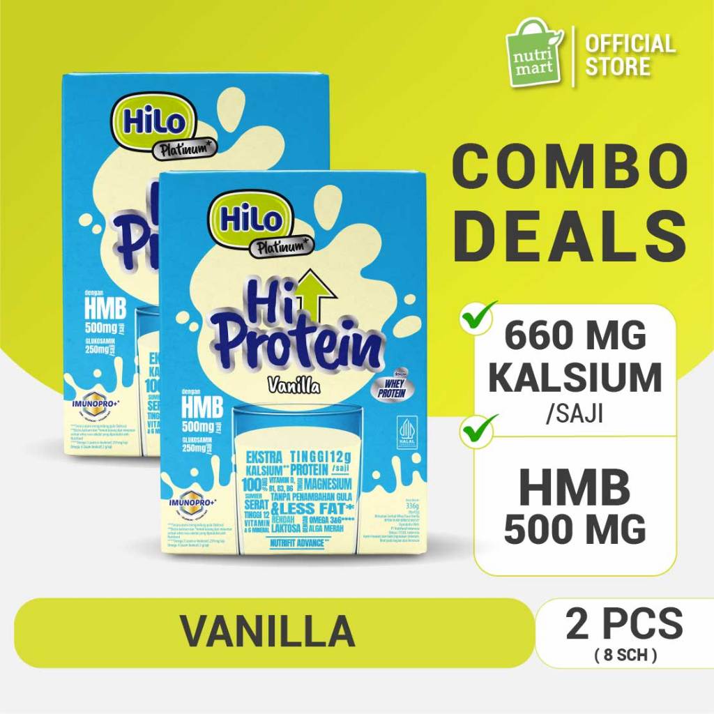 

Twin Pack - HiLo Platinum + HMB (8 Sachet) - Susu Tinggi Protein Jaga Massa Otot Usia Dewasa