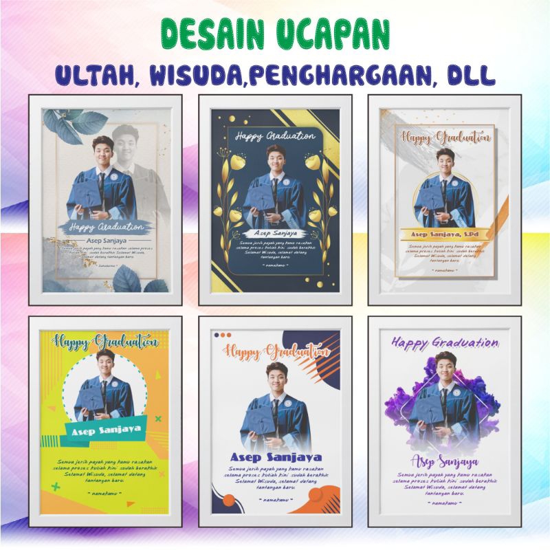 File Digital Desain Ucapan Selamat Ulang Tahun, Wisuda, Prestasi (Softfile) Pada Orang Tersayang