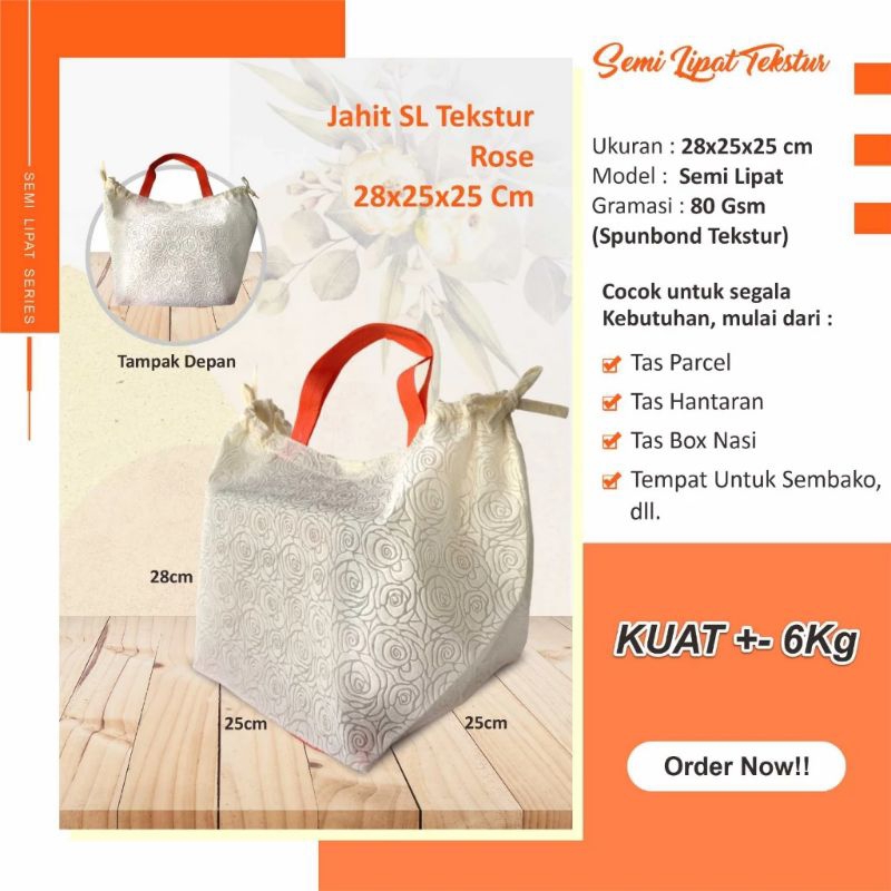 

TAS SPUNBOND LIPAT SAMPING EMBOS 28X25X25 TAS HAJATAN TAS KOTAK NASI TAS SYUKURAN