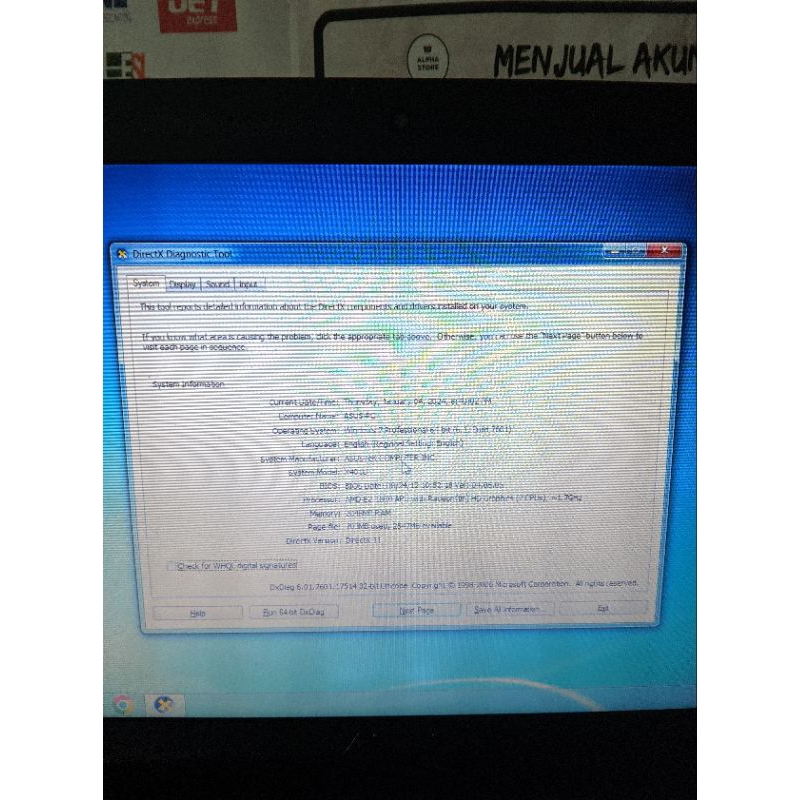 laptop asus bekas x401u