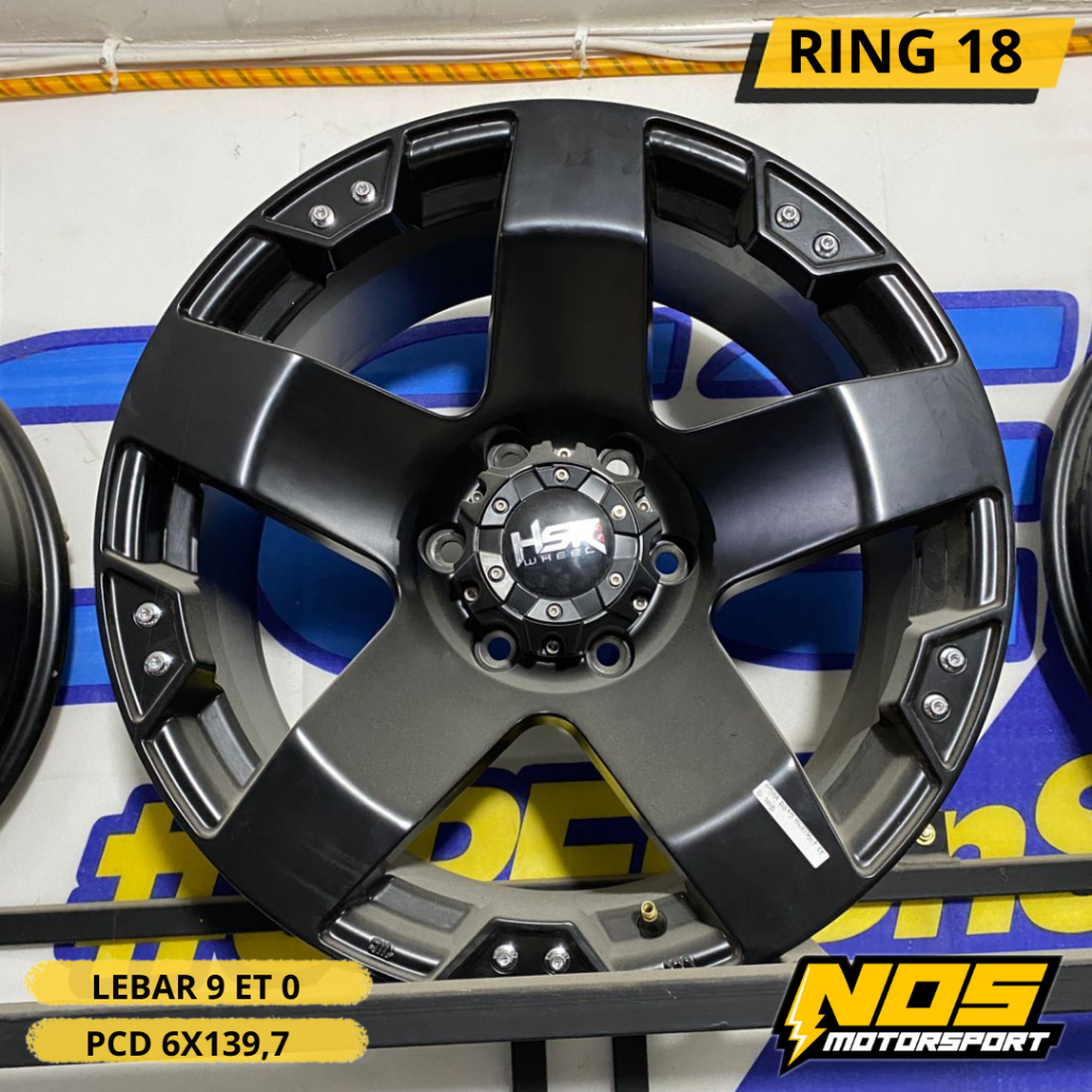 Velg mobil pajero, fortuner ring 18 lebar 9 pcd 6x139,7 et 0 warna hitam palang 5 hsr rasta