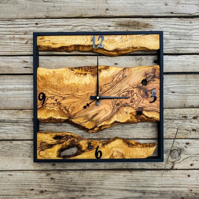 Jam Dinding Akar Jati Kayu Jati Minimalis Persegi
