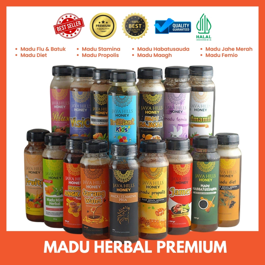 

Madu Herbal Murni Aseli/Madu Maagh/Madu Diet/Madu Stamina Pria/Madu Flu Batuk/Madu Propolis - Java Hills Honey