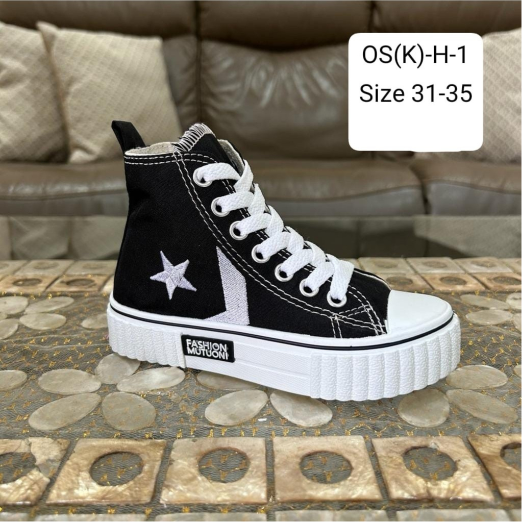 OS.23  PROMO sepatu sneakers wanita hitam putih semi boots / sepatu sekolah cewek smp dan smk