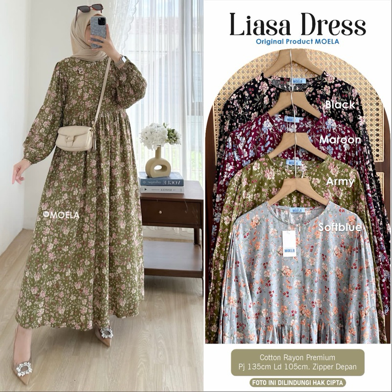 Faira Geima Rosie Dress by Moela - dress susun busui rayon motif premium