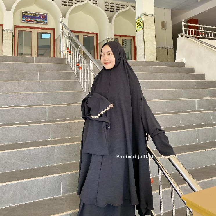 Mukena Tunik Crinkle Super Jumbo/Mukena Tunik Dewasa Berlengan/Mukena Tunik Stelan Crinkle