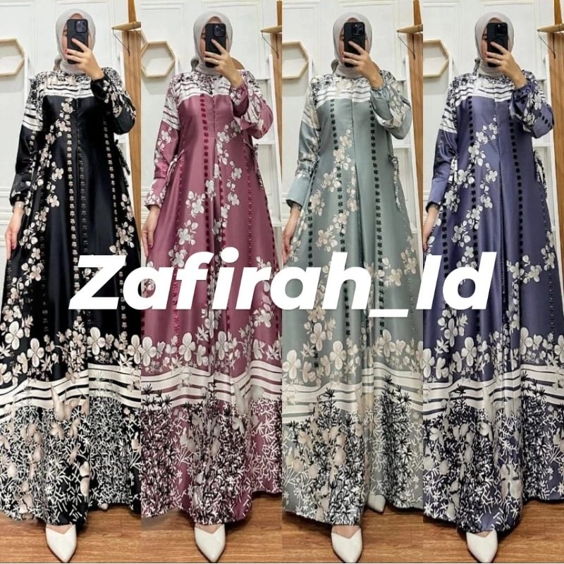 Ready gamis Silk premium/Gamis silk premium motif terbaru/azzqiyah dres muslim mewah