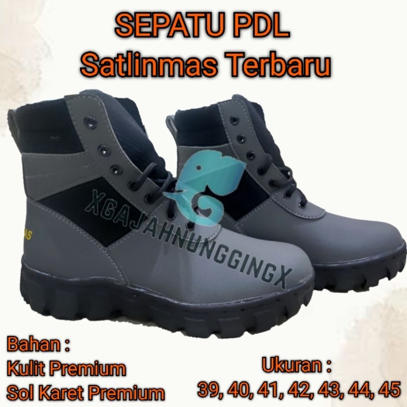 Sepatu PDL Linmas Terbaru Abu Sepatu Satlinmas Abu berkualitas Murah Bandung