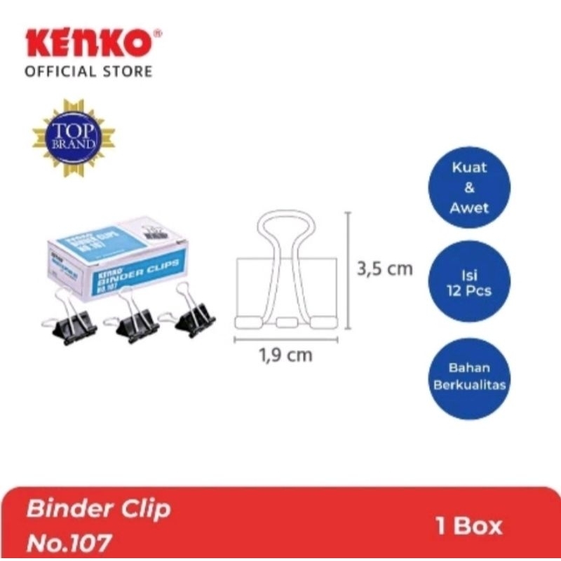 

Binder Clips KENKO no.107 (1kotak) Penjepit Kertas Kenko