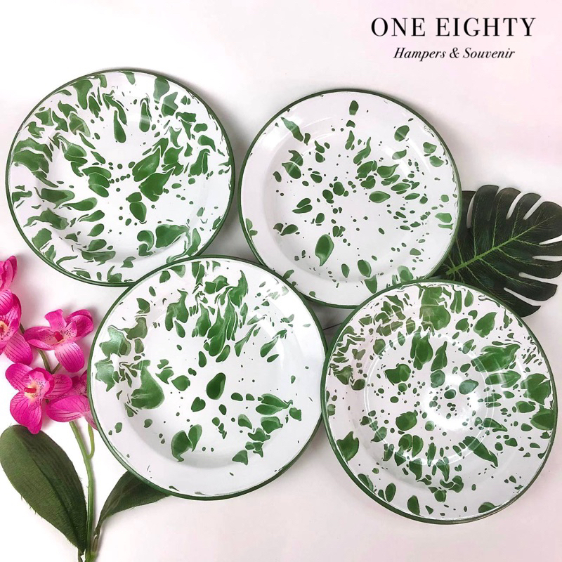 Piring Seng Enamel Jadul Motif Blirik 22 cm Anti Pecah Piring Blirik Custom