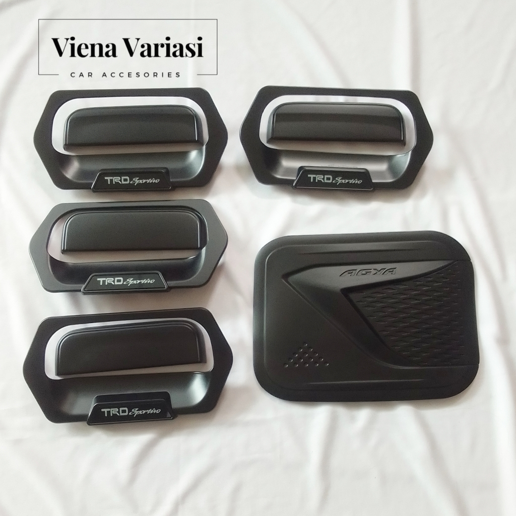Paket Outer Cover Handle Pegangan Pintu Tank Cover Toyota Agya Hitam Doff TRD Premium
