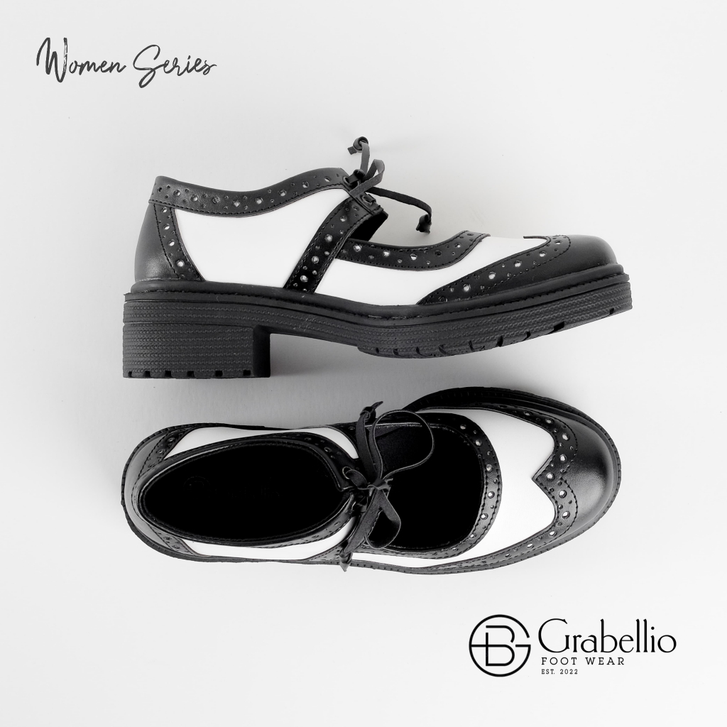 GRABELLIO - ROSE LOAFERS | Loafers Tali Wanita | Sepatu Wanita Monokrom | Sepatu Casual Wanita Hak T