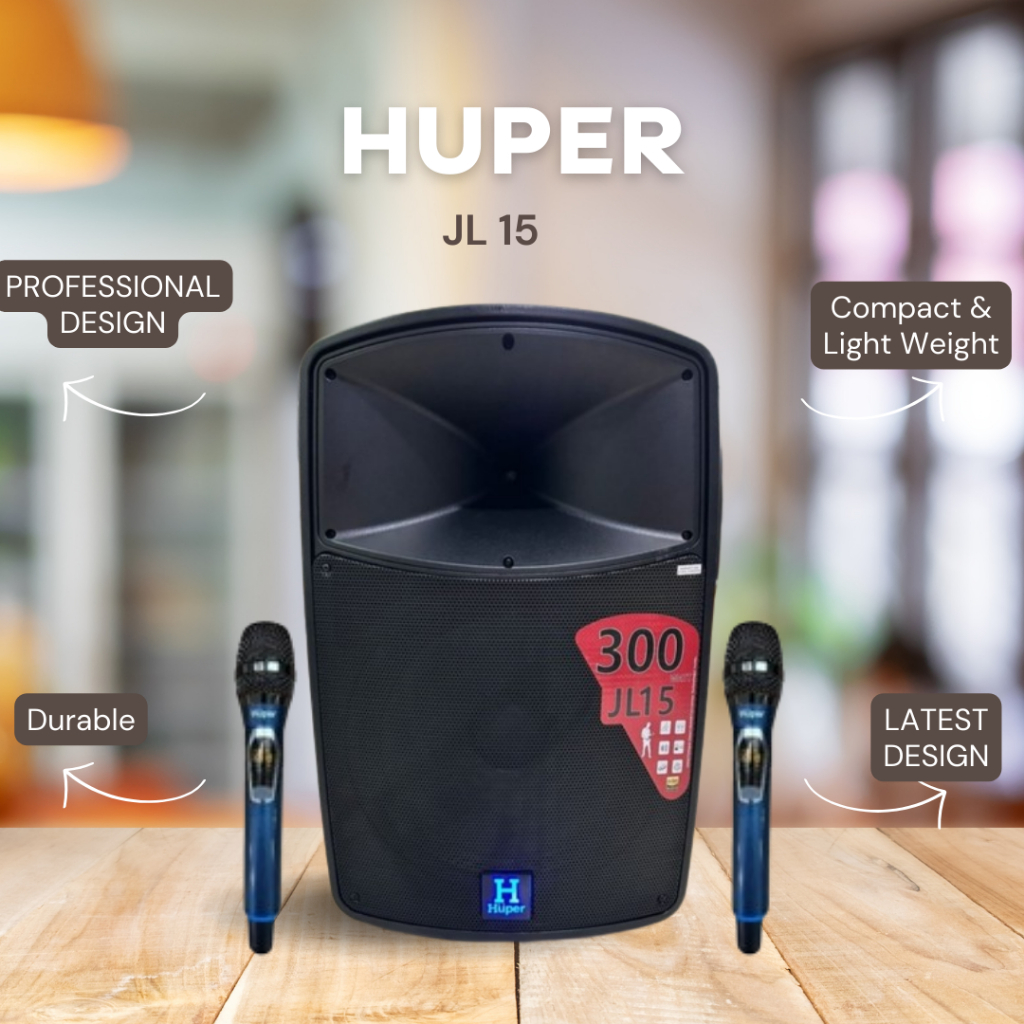 SPEAKER PORTABLE HUPER JL 15 / JL-15 / JL15 15 INCH PORTABLE MEETING WIRELESS RESMI HUPER