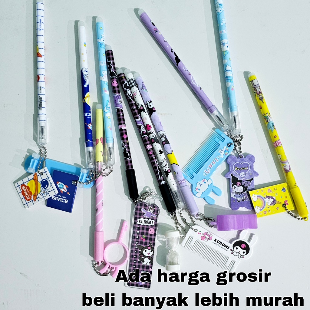 

ATH SOS Bolpen Gel Fancy +Gantungan(12pc) / Pulpen Tinta / Pen Jel/ Balpen /Ballpoint