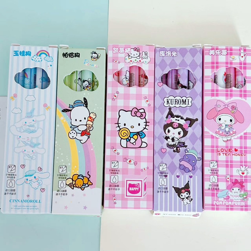 

Mekanik Pulpen Gel pen isi 4pcs 0.5mm sanrio kuromi cinnamoroll my melody tinta hitam U022