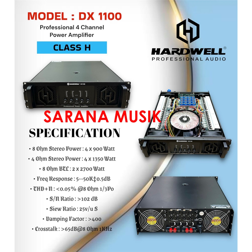 Power Amplifier Hardwell DX1100 Power 4 CH Hardwell DX-1100 DX 1100 Original