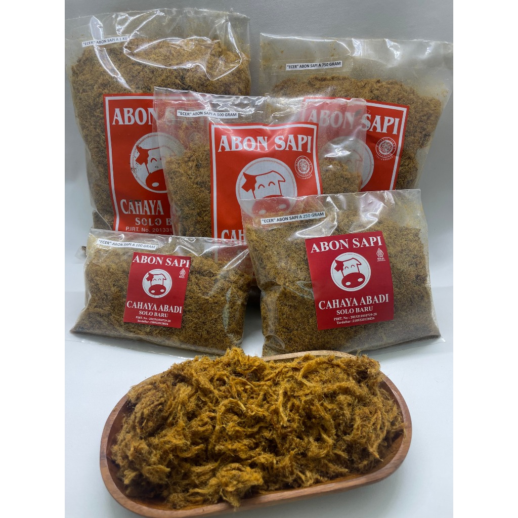 

ECER (100gr, 250gr, 500gr, 750gr, 1kg) Abon Sapi "A" Cahaya Abadi