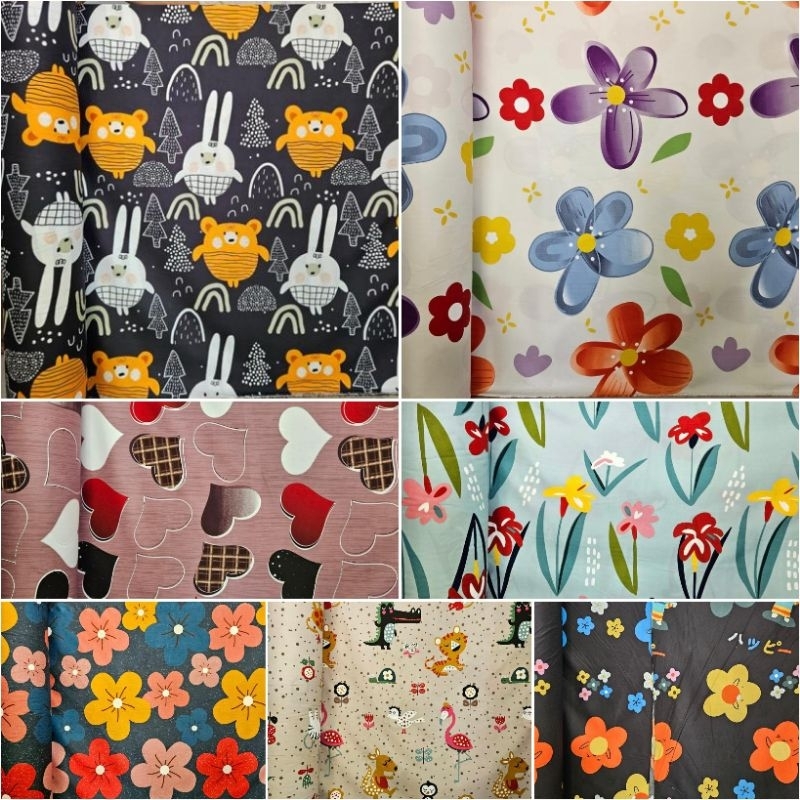 Bahan Kain Sprei Motif Karakter Bunga Motif anak2