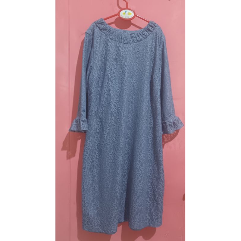 Dress Eprise Brokat Biru Size L