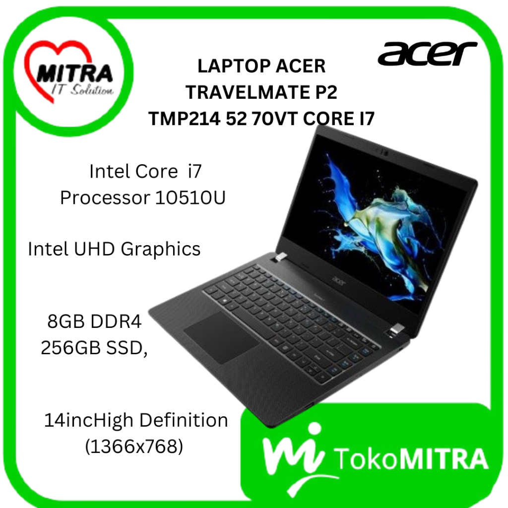 LAPTOP / NOTEBOOK ACER TRAVELMATE P2 TMP214 52 70VT CORE I7