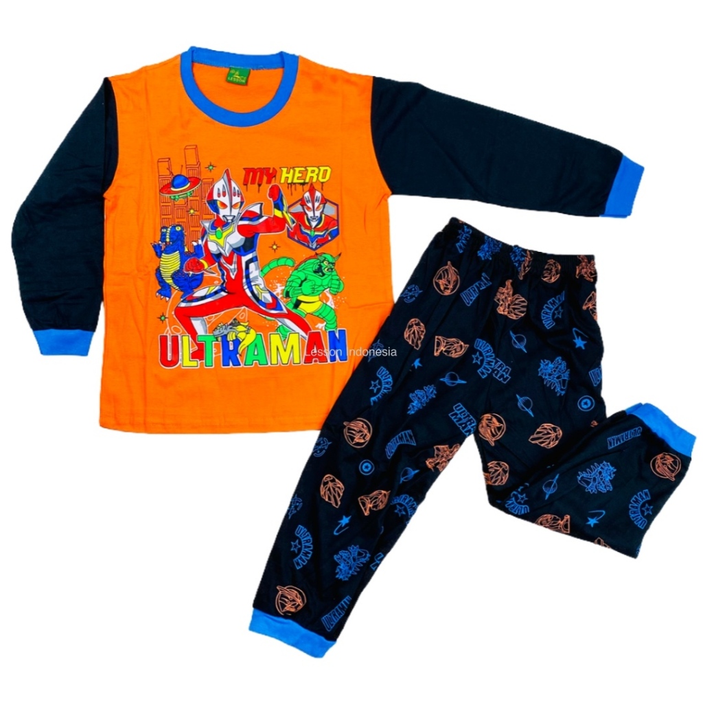 Setelan Anak Laki Laki Baju tidur Motif Ultraman LESSON