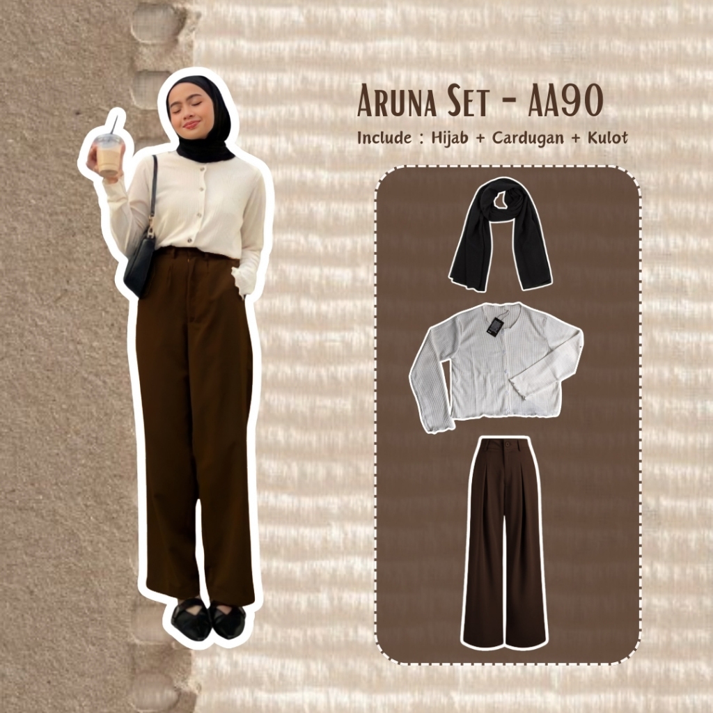 3in1 One Set Hijab Wanita Kekinian One Set Premium OOTD HIjab Style Outfit Kampus Set - AA90