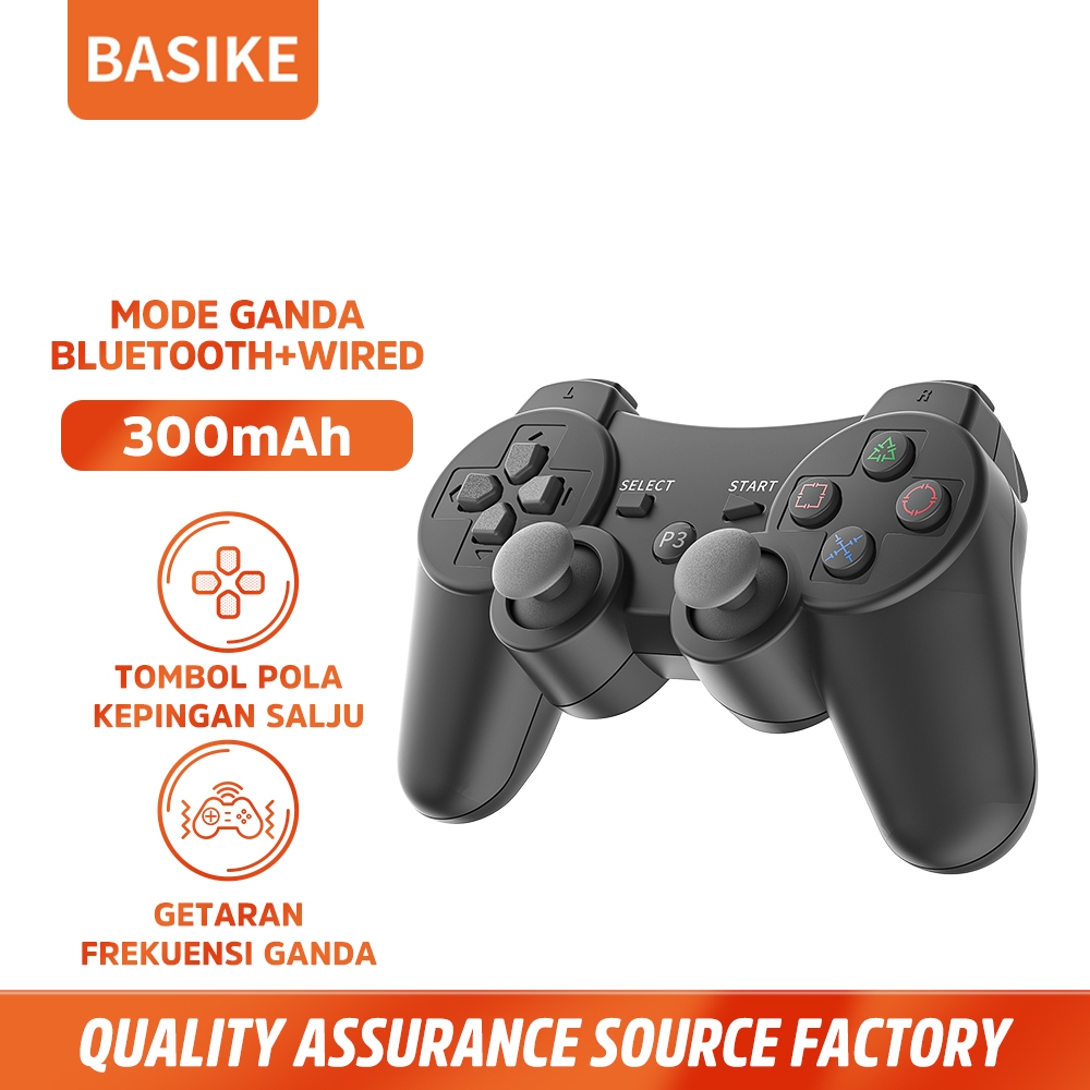 BASIKE Gamepad Remote Kontrol Pengontrol Permainan Bluetooth Koneksi Ganda Kompatibilitas Luas