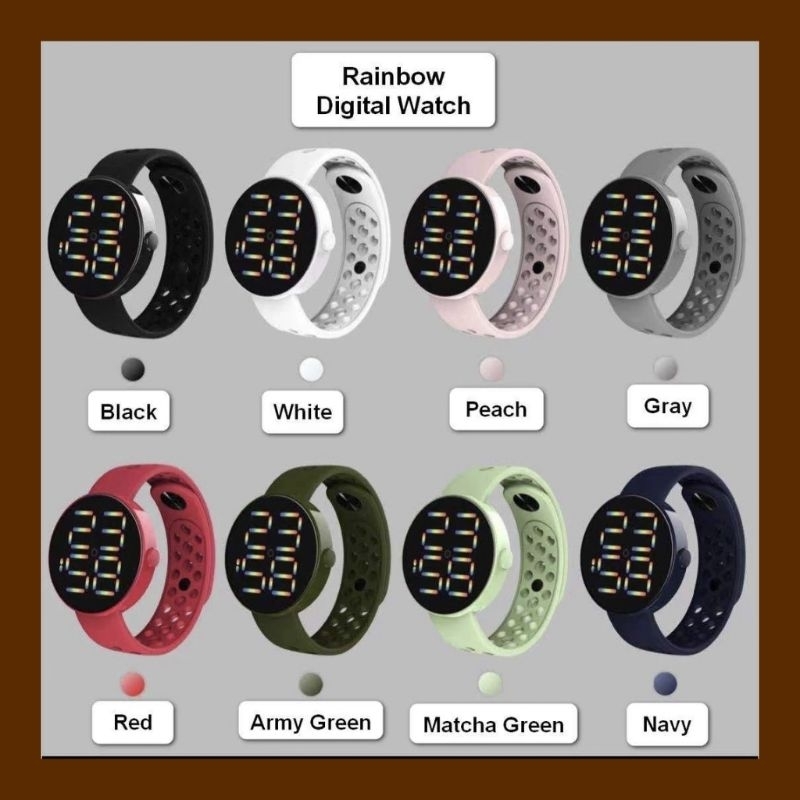 JAM TANGAN RAINBOW STRAP LED DIGITAL COUPLE CEWEK COWOK ANAK ANTI AIR MURAH BERKUALITAS
