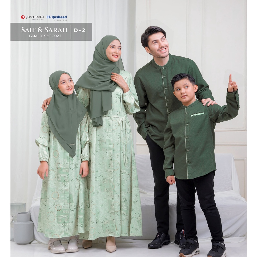 C6369 YASMEERA X EL RASHEED  SARIMBIT  FAMILY SET 223 SARAH SAIF D2  BAJU MUSLIM COUPLE SARIMBIT KEL