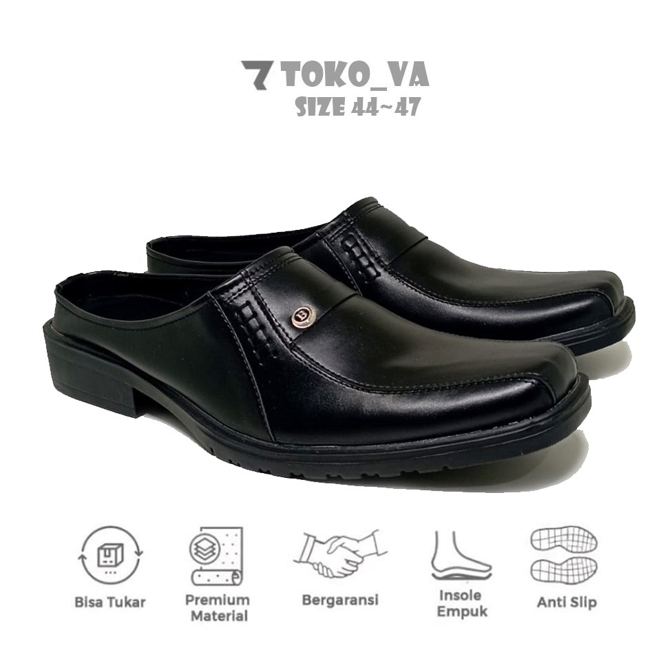 Sepatu Sandal Selop Mules Kulit Asli Ukuran Jumbo Besar | No 43 44 45 46 47 | Sepatu Slip On & Busto