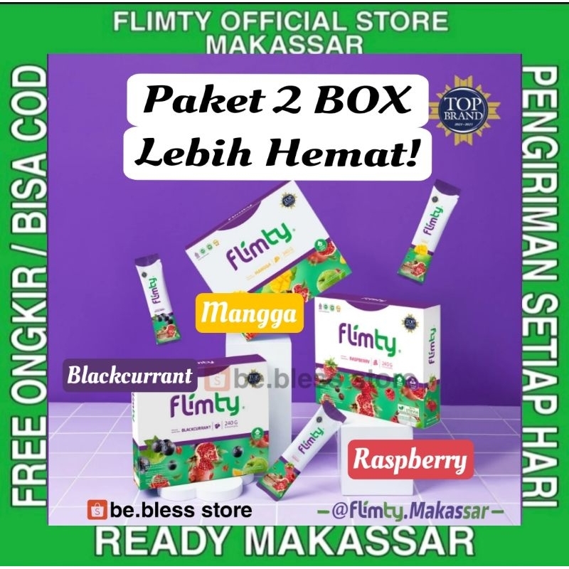 PROMO FLIMTY PAKET 2 BOX  Lebih HEMAT Ready Makassar BPOM Minuman Herbal Pelangsing Detox Diet
